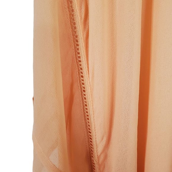 Torrid Size 2 2X Shirt Blouse Semi Sheer Lace Accent Chiffon Flutter Orange - Picture 8 of 10